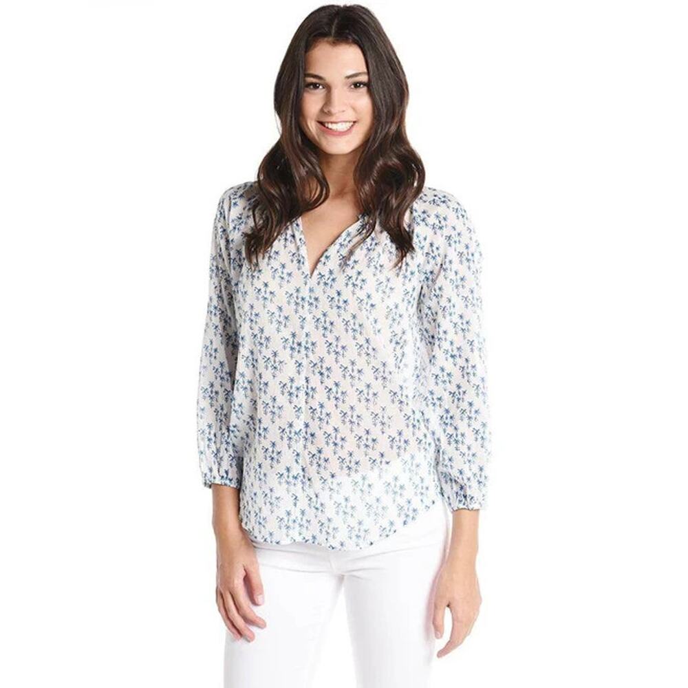 Roberta Roller Rabbit Womens Blue White Floral Lucy Blouse Top XS
